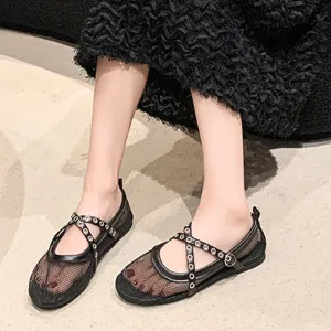 binfenxie  -  Flats Mesh Women Shoes Designer Shallow Buckle Soft Sole Sandals New 2024 Autumn Fashion Casual Shoes Walking Cozy Lady Zapatos