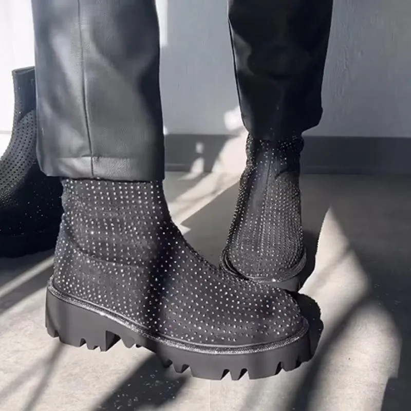 Black shiny casual boots