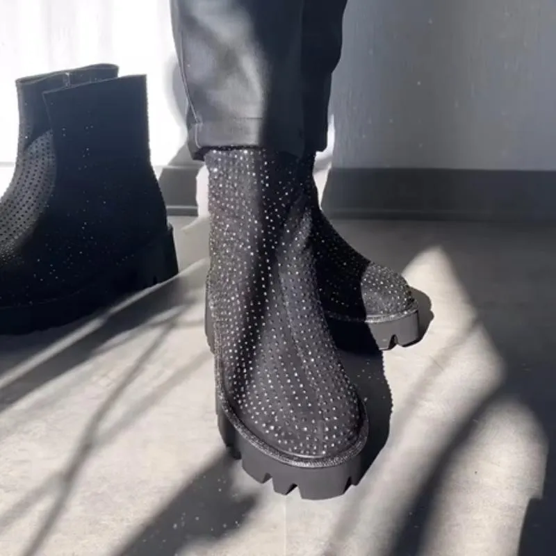 Black shiny casual boots
