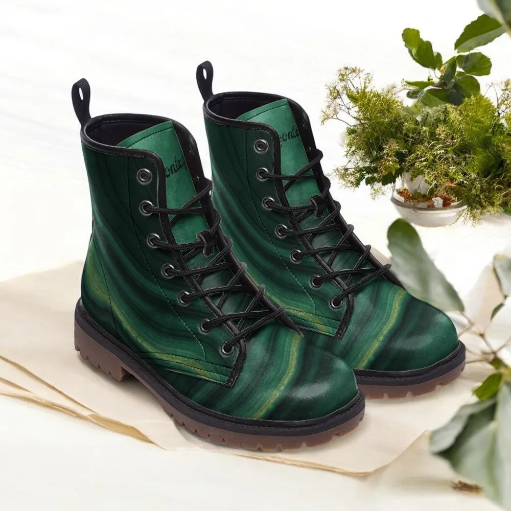 Emerald Forest Abstract Combat Boots | Vegan & Waterproof