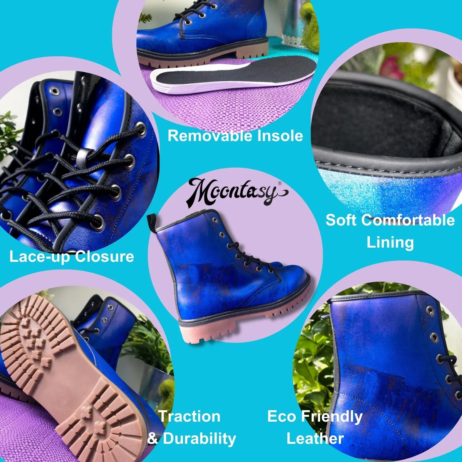 Emerald Forest Abstract Combat Boots | Vegan & Waterproof
