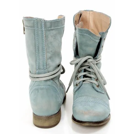 Leather Lace Up Wide Calf Boots