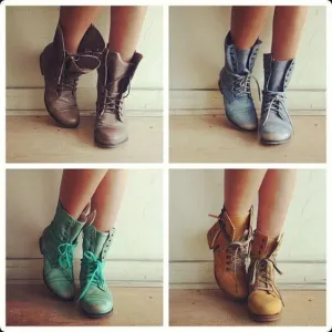 Leather Lace Up Wide Calf Boots