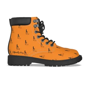 Officially Sexy Neon Orange & Black Skyline Women's Short Boots
