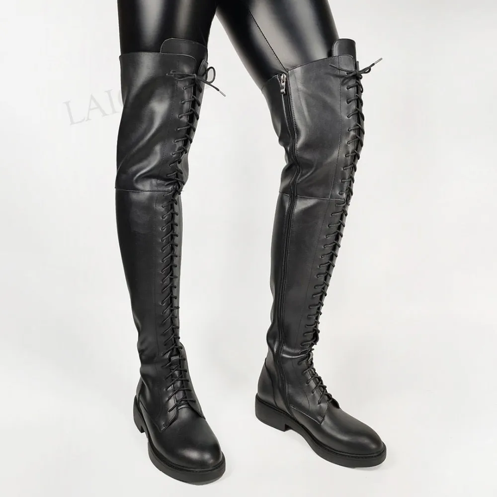 Shoes Lace Over Knee High Boots