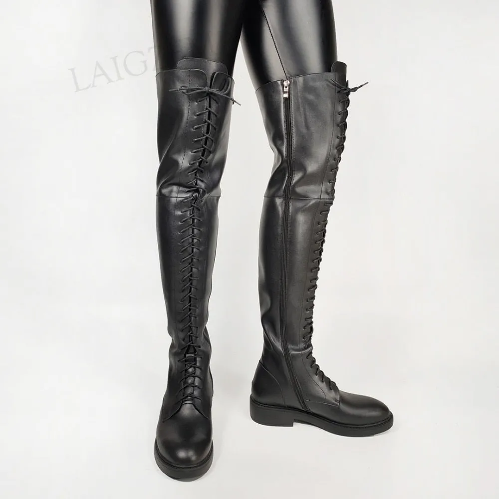 Shoes Lace Over Knee High Boots