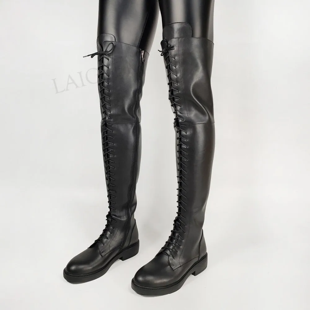 Shoes Lace Over Knee High Boots
