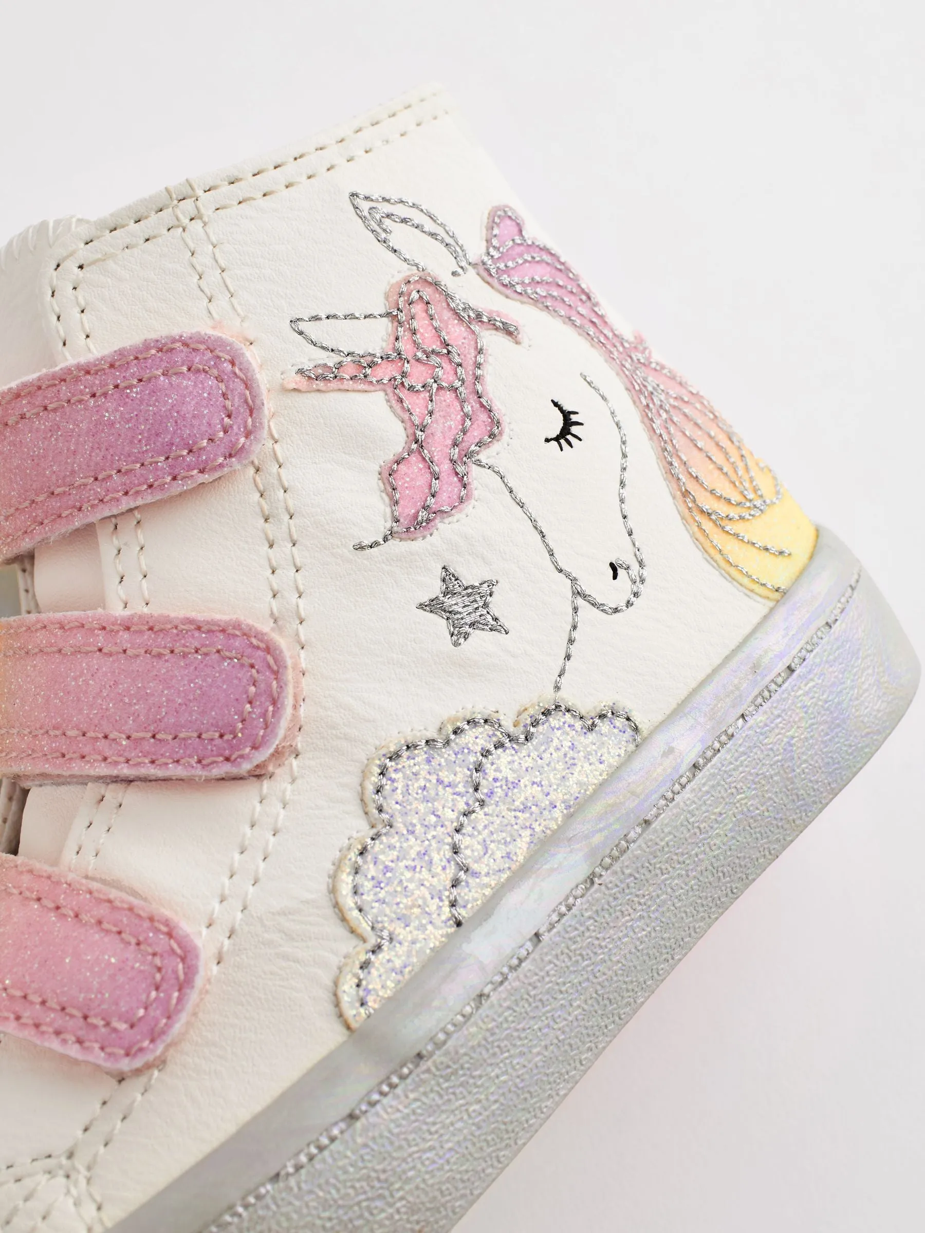 White Unicorn Glitter High Top Trainers