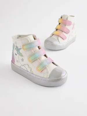 White Unicorn Glitter High Top Trainers