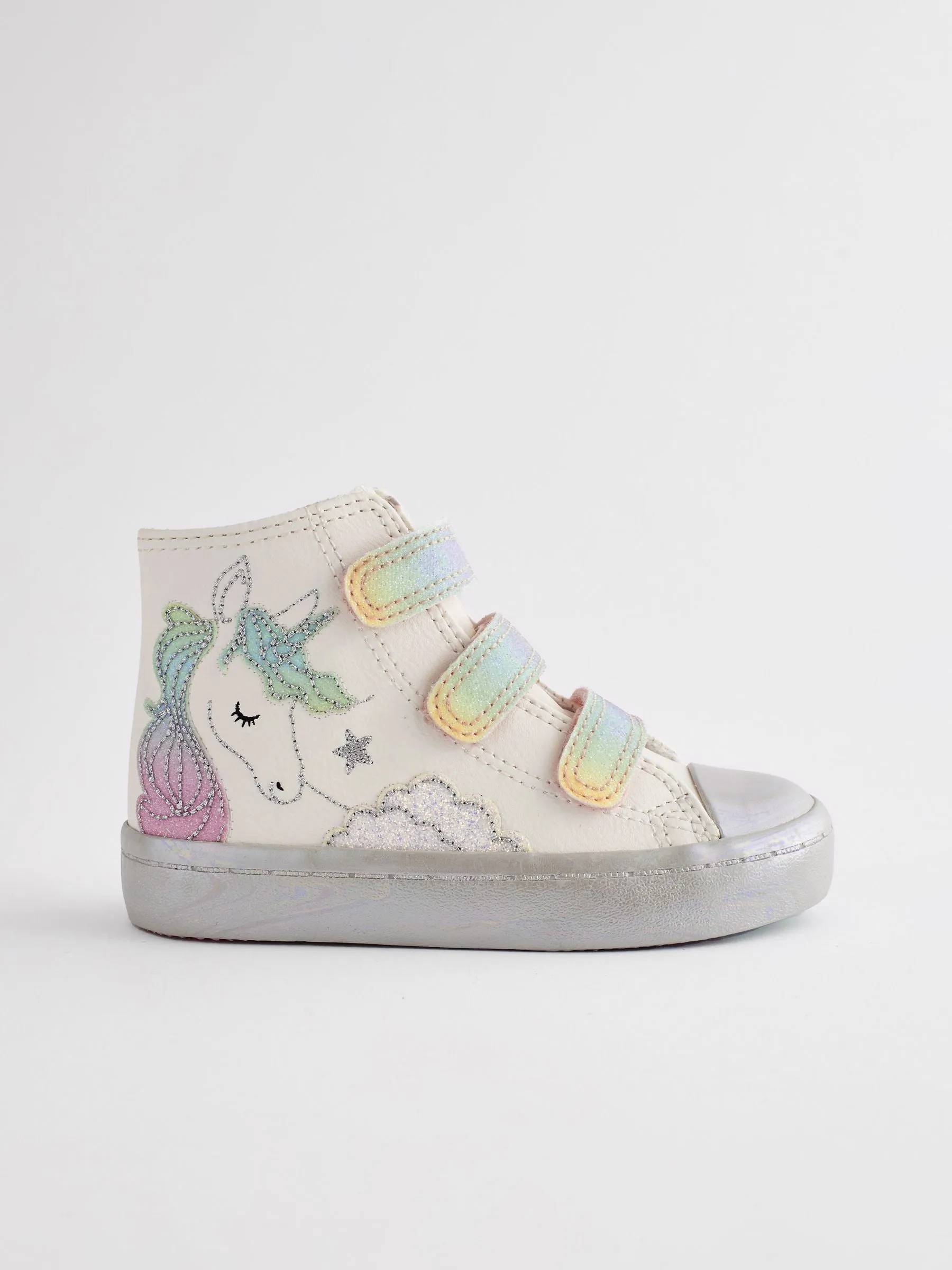 White Unicorn Glitter High Top Trainers