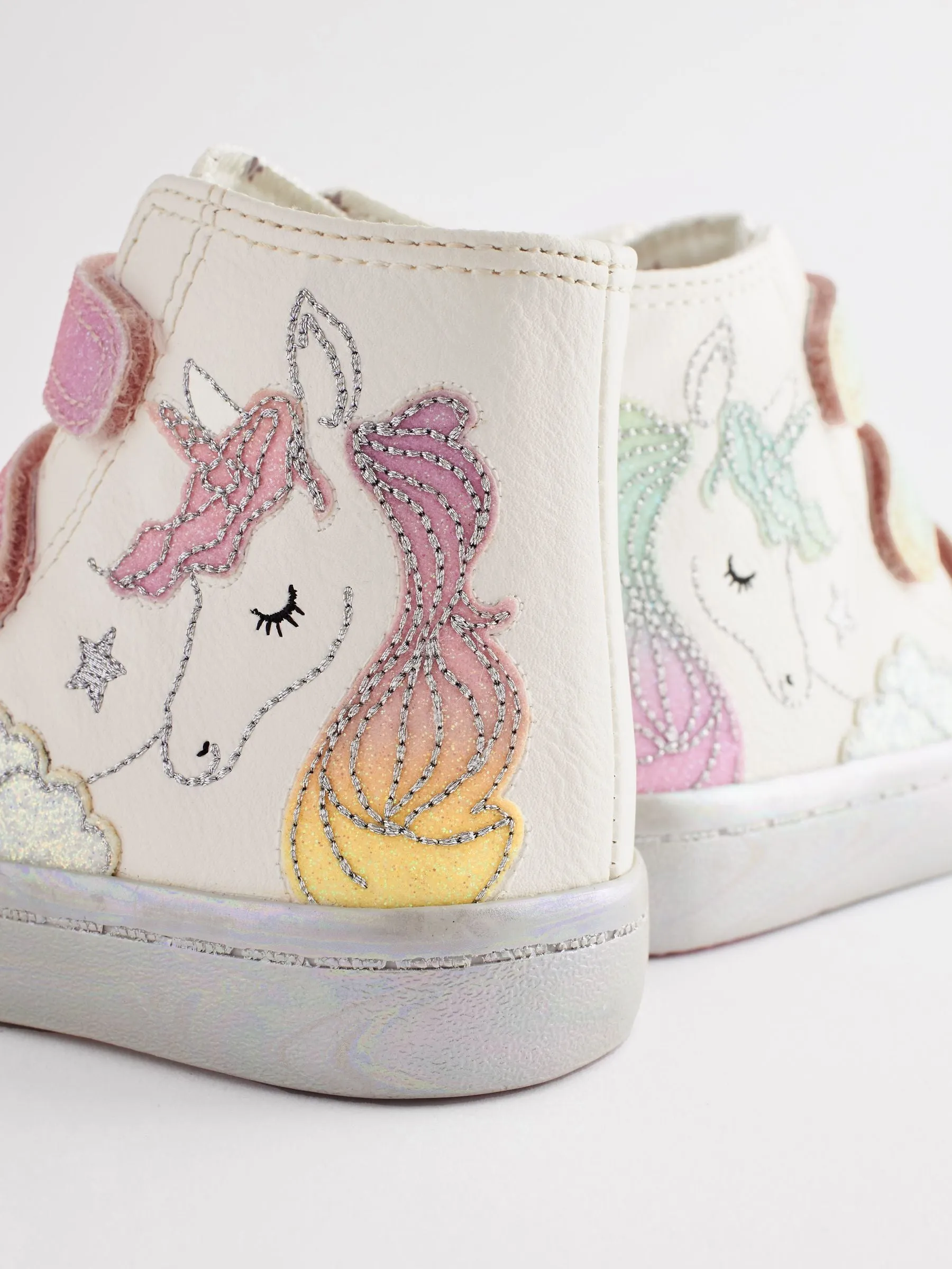 White Unicorn Glitter High Top Trainers