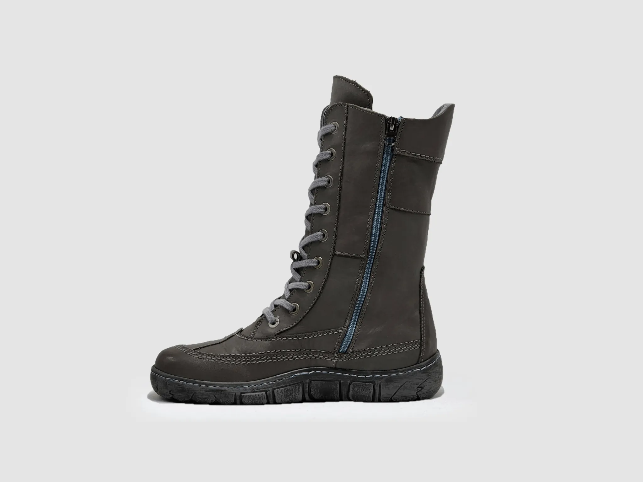 Women’s Original Tall Thick Wool-Lined Zip-Up Leather Boots - Dark Grey