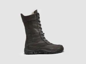 Women’s Original Tall Thick Wool-Lined Zip-Up Leather Boots - Dark Grey