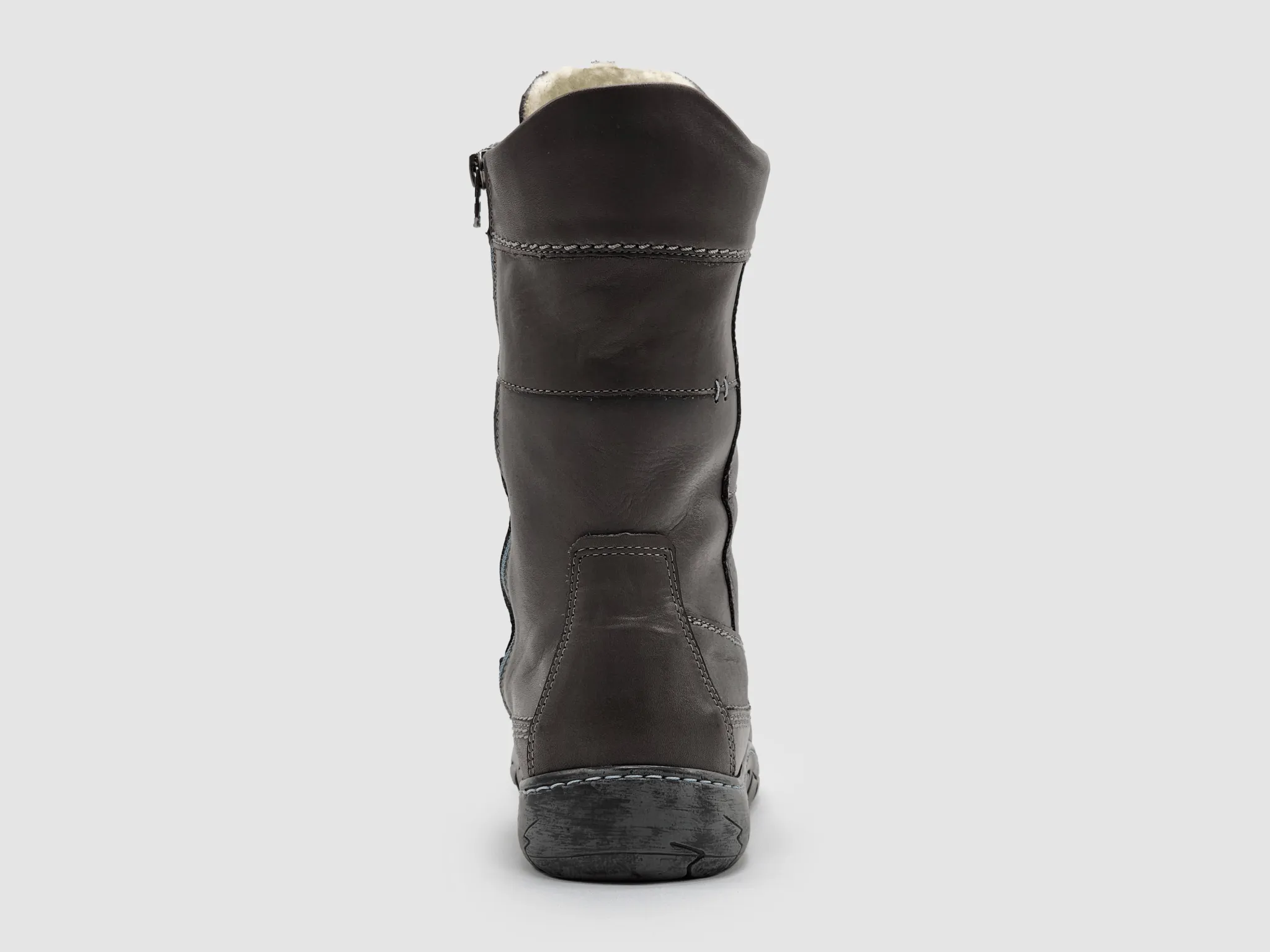 Women’s Original Tall Thick Wool-Lined Zip-Up Leather Boots - Dark Grey