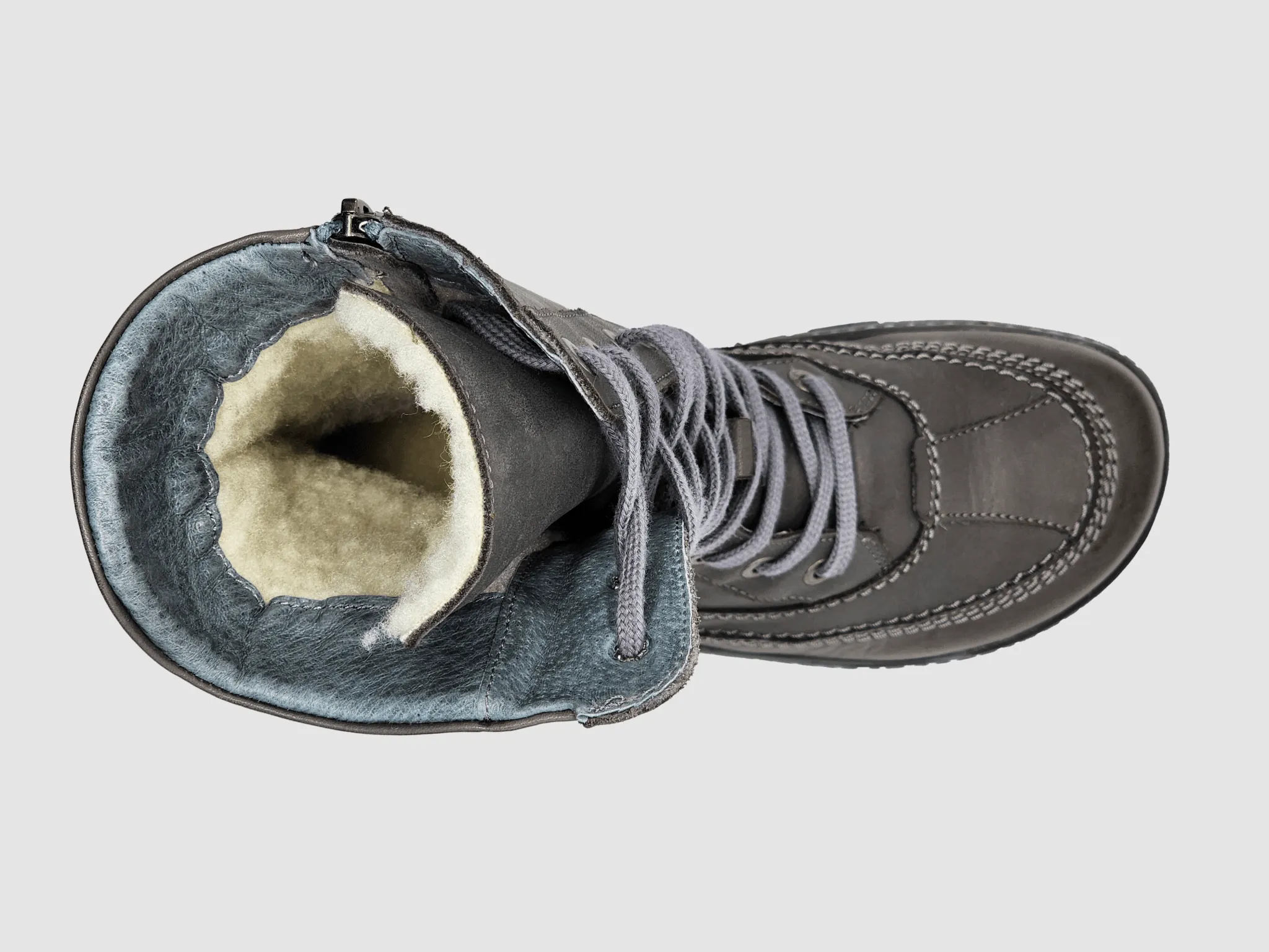 Women’s Original Tall Thick Wool-Lined Zip-Up Leather Boots - Dark Grey