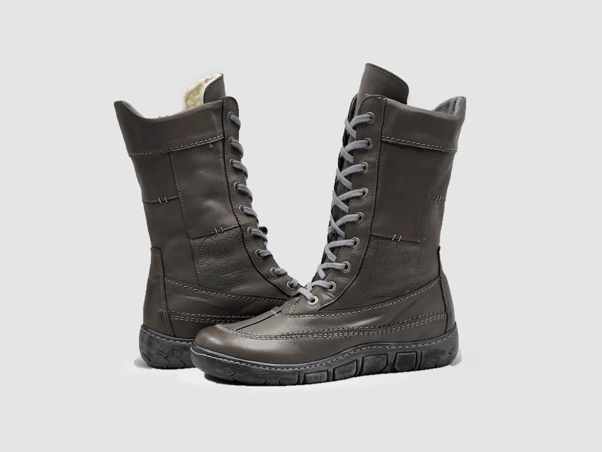 Women’s Original Tall Thick Wool-Lined Zip-Up Leather Boots - Dark Grey